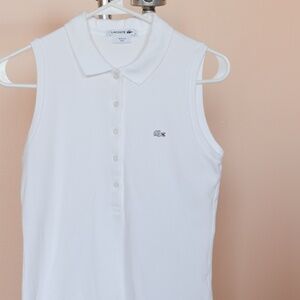 Lacoste White Tennis Sleeveless Polo